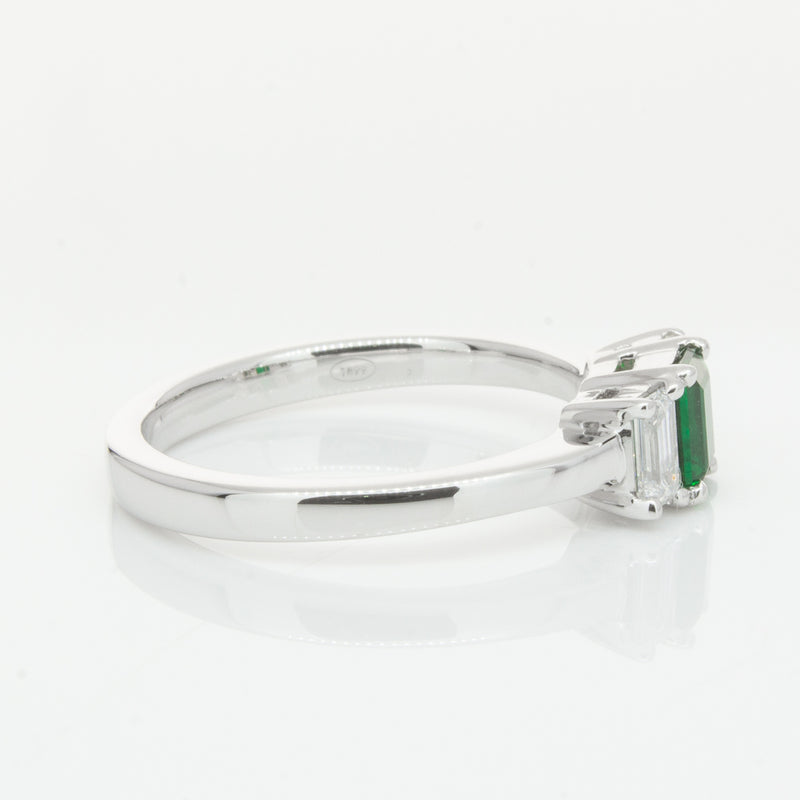 18ct White Gold Emerald & Diamond Odyssey Ring-Ring-Walker & Hall