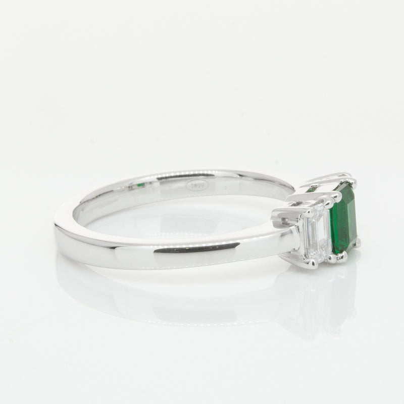 18ct White Gold Emerald & Diamond Odyssey Ring-Ring-Walker & Hall