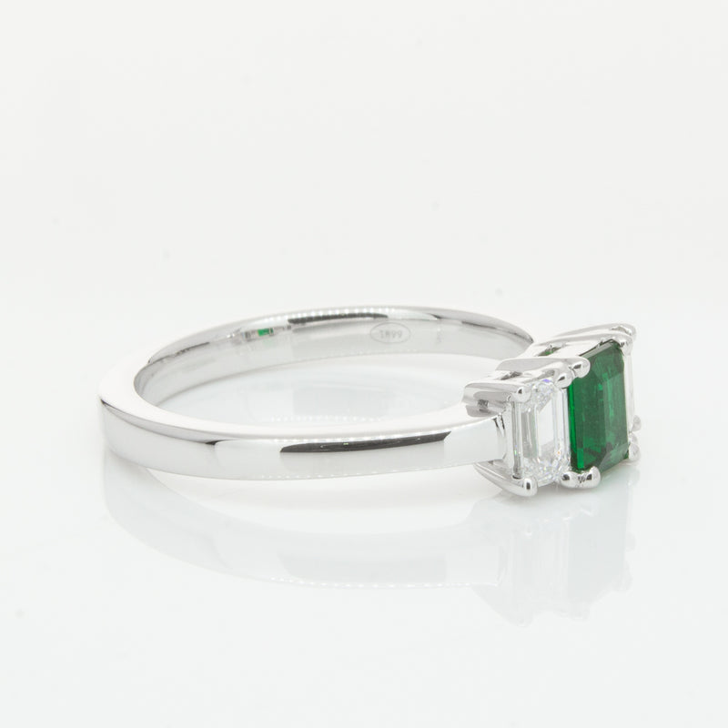 18ct White Gold Emerald & Diamond Odyssey Ring-Ring-Walker & Hall