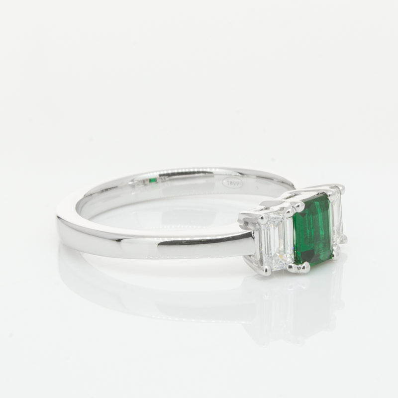 18ct White Gold Emerald & Diamond Odyssey Ring-Ring-Walker & Hall