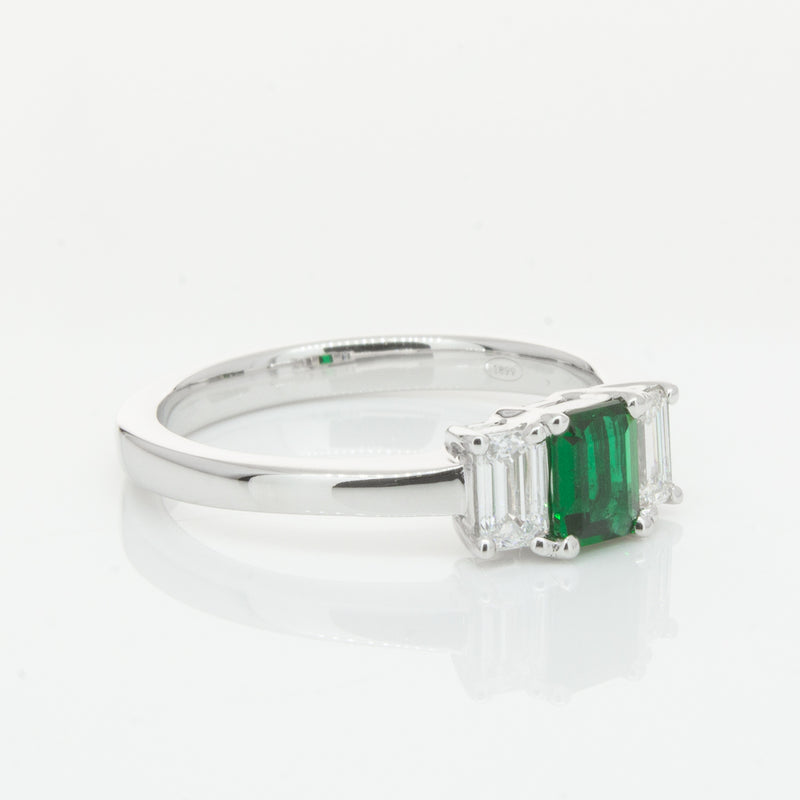 18ct White Gold Emerald & Diamond Odyssey Ring-Ring-Walker & Hall