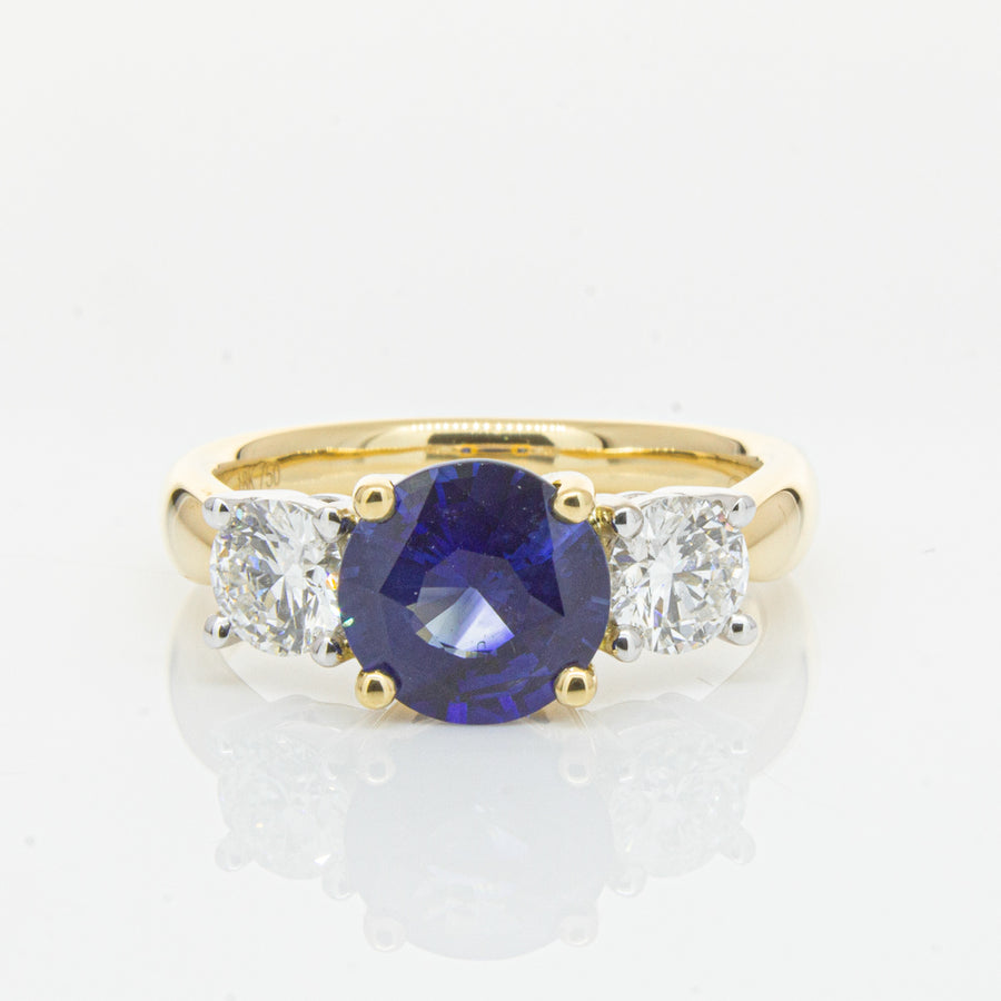 18ct Yellow Gold Sapphire & Diamond Ring-Ring-Walker & Hall