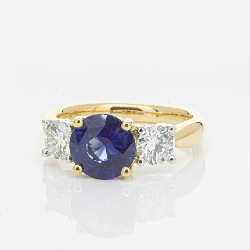 18ct Yellow Gold Sapphire & Diamond Ring-Ring-Walker & Hall