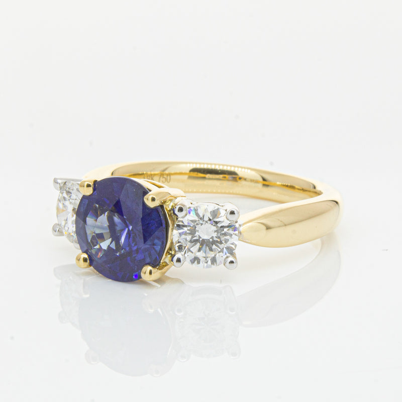 18ct Yellow Gold Sapphire & Diamond Ring-Ring-Walker & Hall