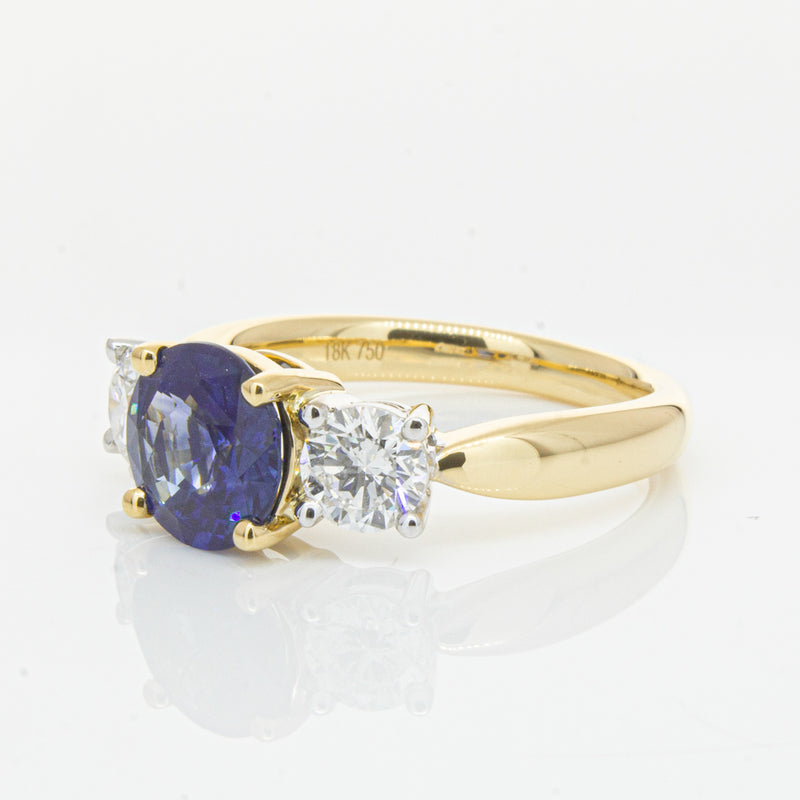 18ct Yellow Gold Sapphire & Diamond Ring-Ring-Walker & Hall