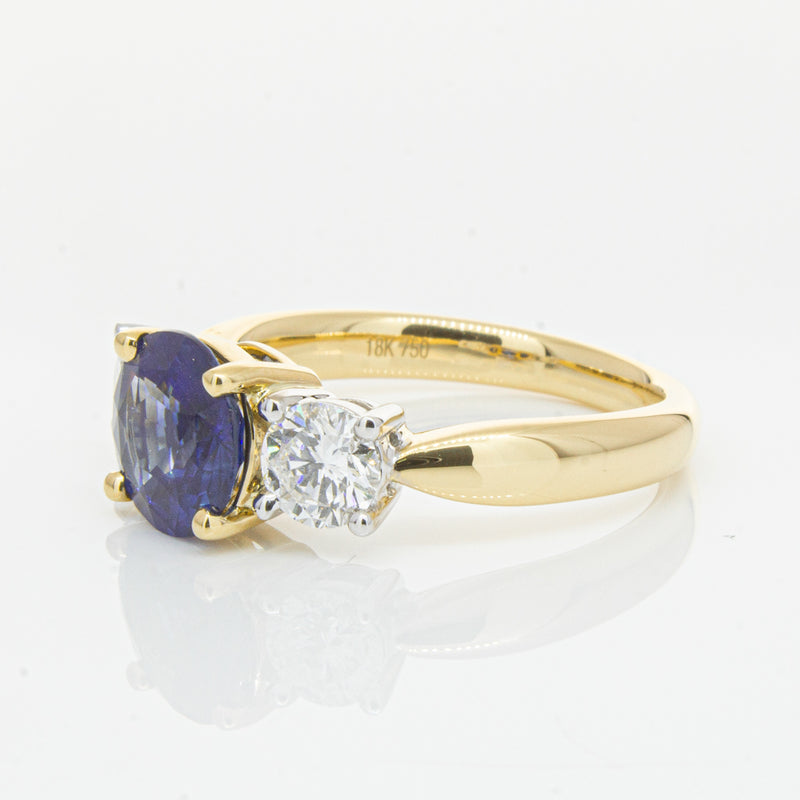 18ct Yellow Gold Sapphire & Diamond Ring-Ring-Walker & Hall