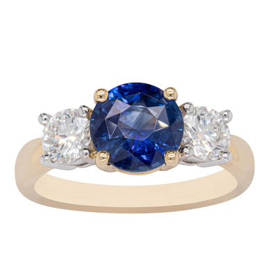 18ct Yellow Gold Sapphire & Diamond Ring-Ring-Walker & Hall