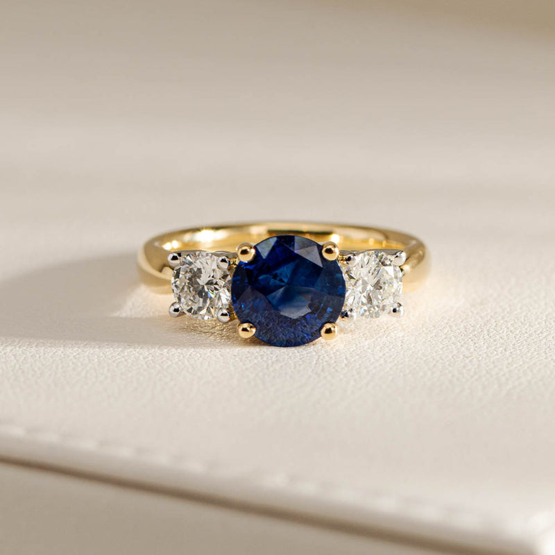 18ct Yellow Gold Sapphire & Diamond Ring-Ring-Walker & Hall