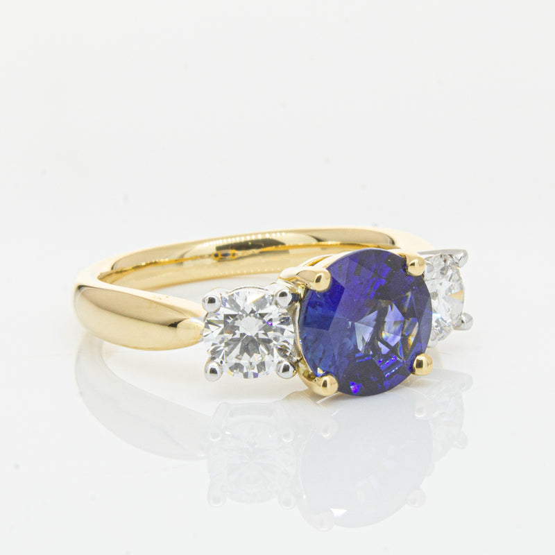 18ct Yellow Gold Sapphire & Diamond Ring-Ring-Walker & Hall