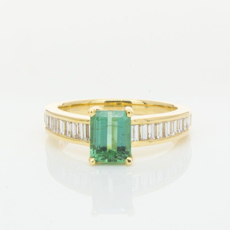 18ct Yellow Gold Tourmaline & Diamond Ring-Ring-Walker & Hall