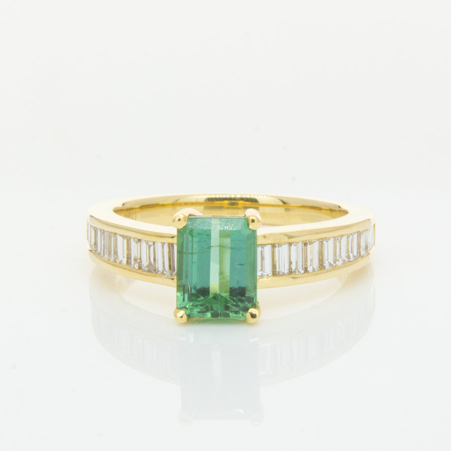 18ct Yellow Gold Tourmaline & Diamond Ring-Ring-Walker & Hall