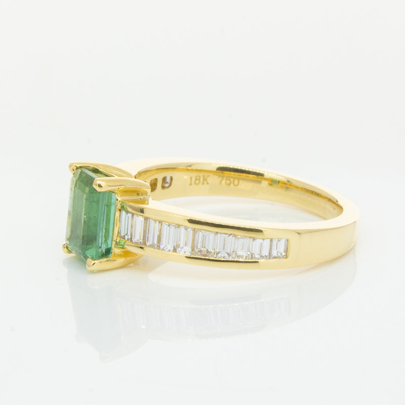 18ct Yellow Gold Tourmaline & Diamond Ring-Ring-Walker & Hall