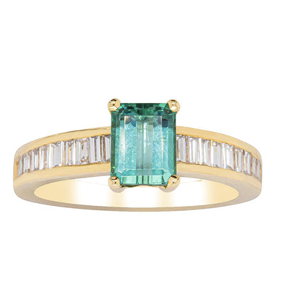 18ct Yellow Gold Tourmaline & Diamond Ring-Ring-Walker & Hall