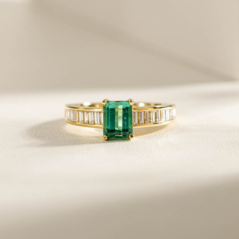 18ct Yellow Gold Tourmaline & Diamond Ring-Ring-Walker & Hall