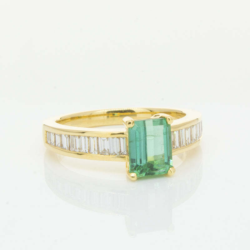 18ct Yellow Gold Tourmaline & Diamond Ring-Ring-Walker & Hall