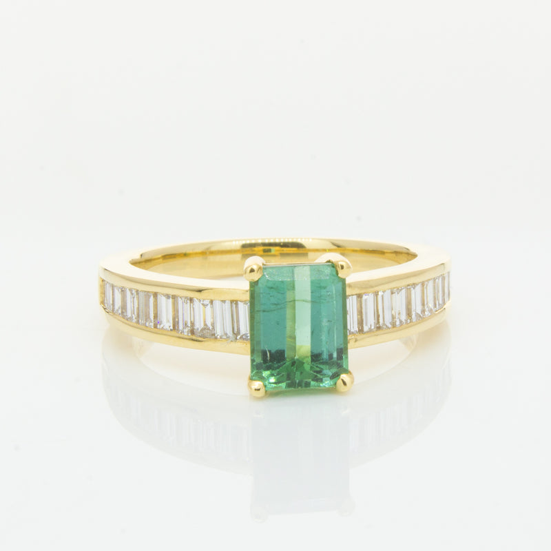 18ct Yellow Gold Tourmaline & Diamond Ring-Ring-Walker & Hall