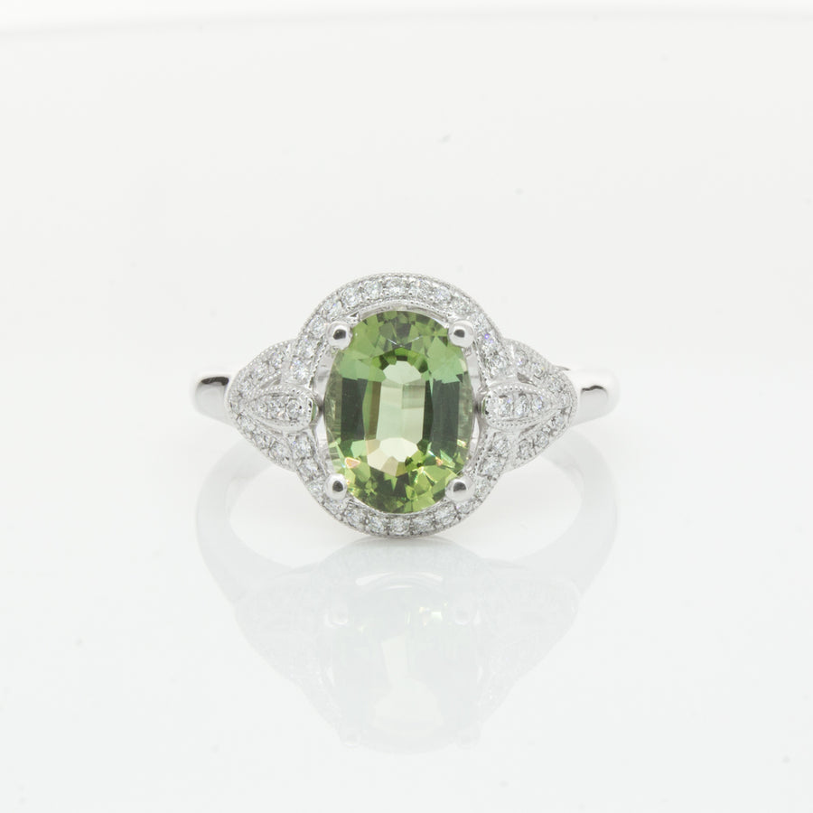 18ct White Gold Tourmaline & Diamond Ring-Ring-Walker & Hall