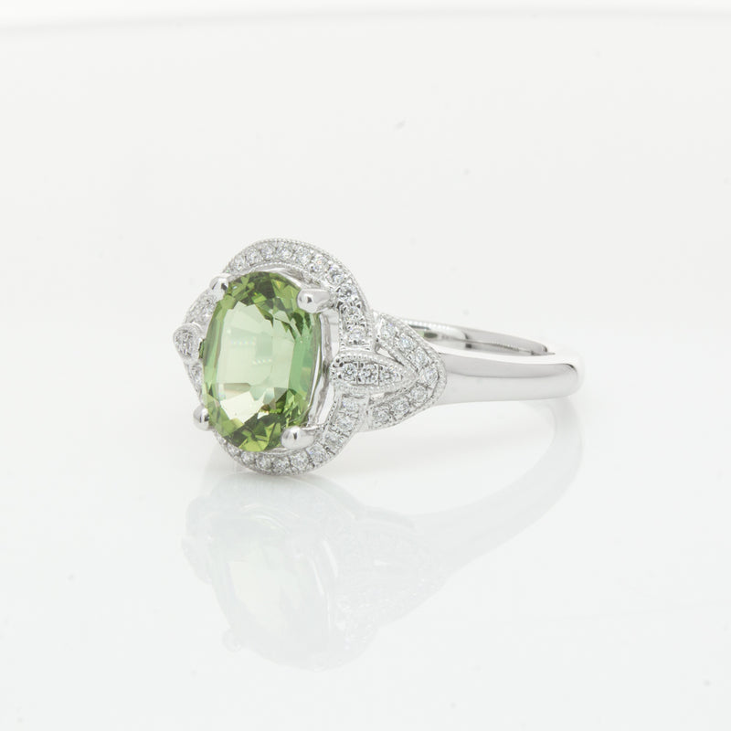 18ct White Gold Tourmaline & Diamond Ring-Ring-Walker & Hall