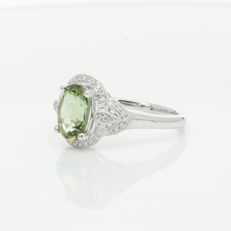 18ct White Gold Tourmaline & Diamond Ring-Ring-Walker & Hall