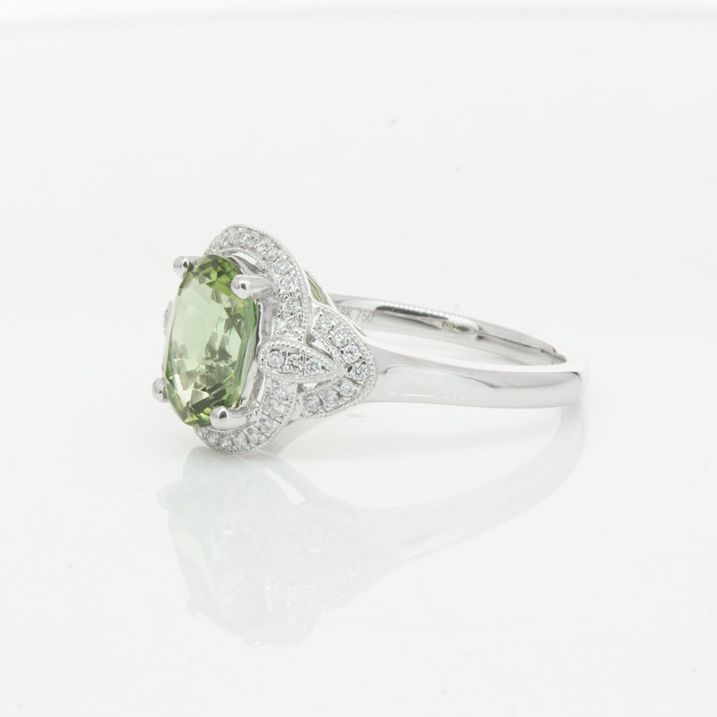 18ct White Gold Tourmaline & Diamond Ring-Ring-Walker & Hall