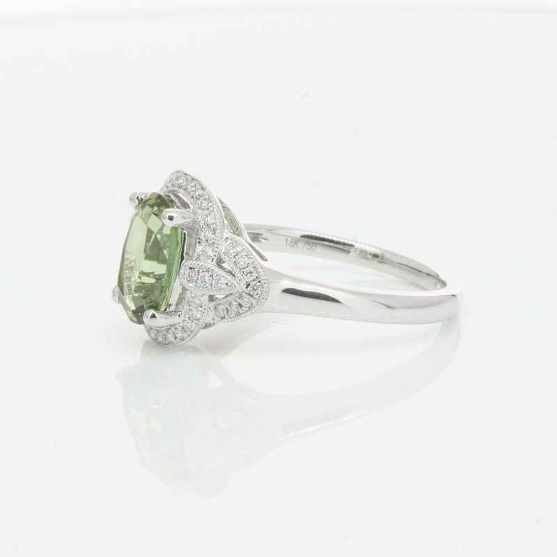18ct White Gold Tourmaline & Diamond Ring-Ring-Walker & Hall