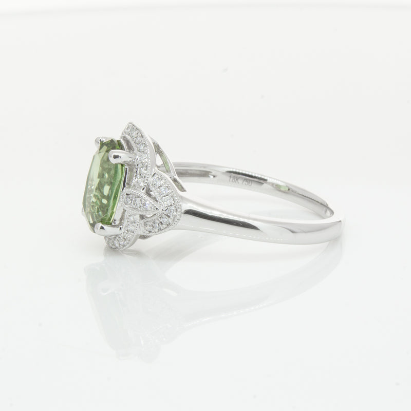 18ct White Gold Tourmaline & Diamond Ring-Ring-Walker & Hall