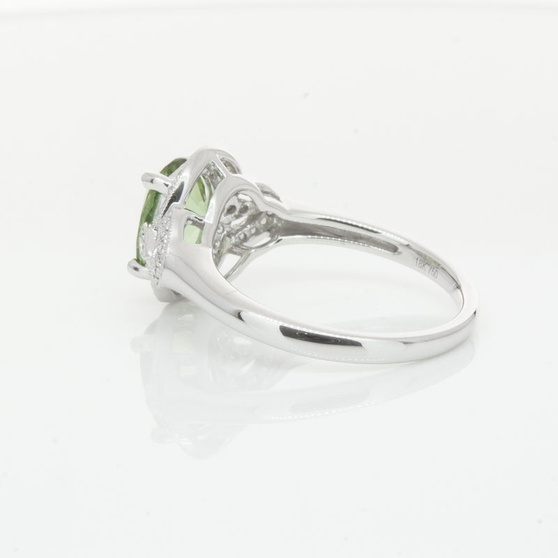 18ct White Gold Tourmaline & Diamond Ring-Ring-Walker & Hall