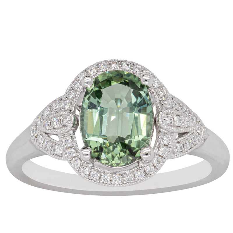 18ct White Gold Tourmaline & Diamond Ring-Ring-Walker & Hall