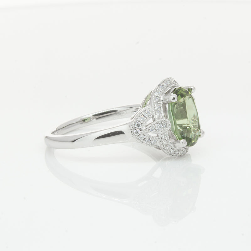 18ct White Gold Tourmaline & Diamond Ring-Ring-Walker & Hall