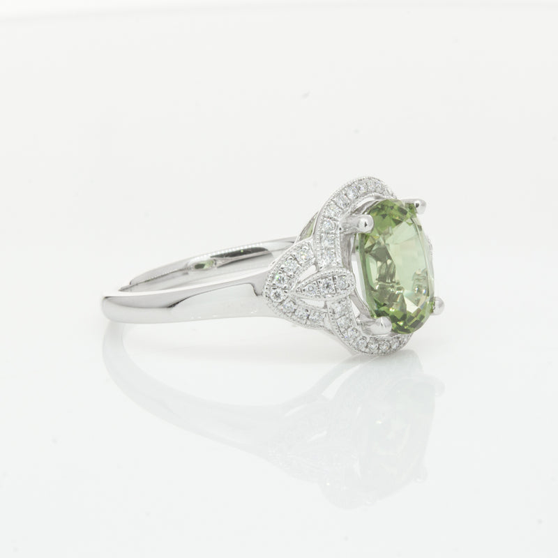 18ct White Gold Tourmaline & Diamond Ring-Ring-Walker & Hall