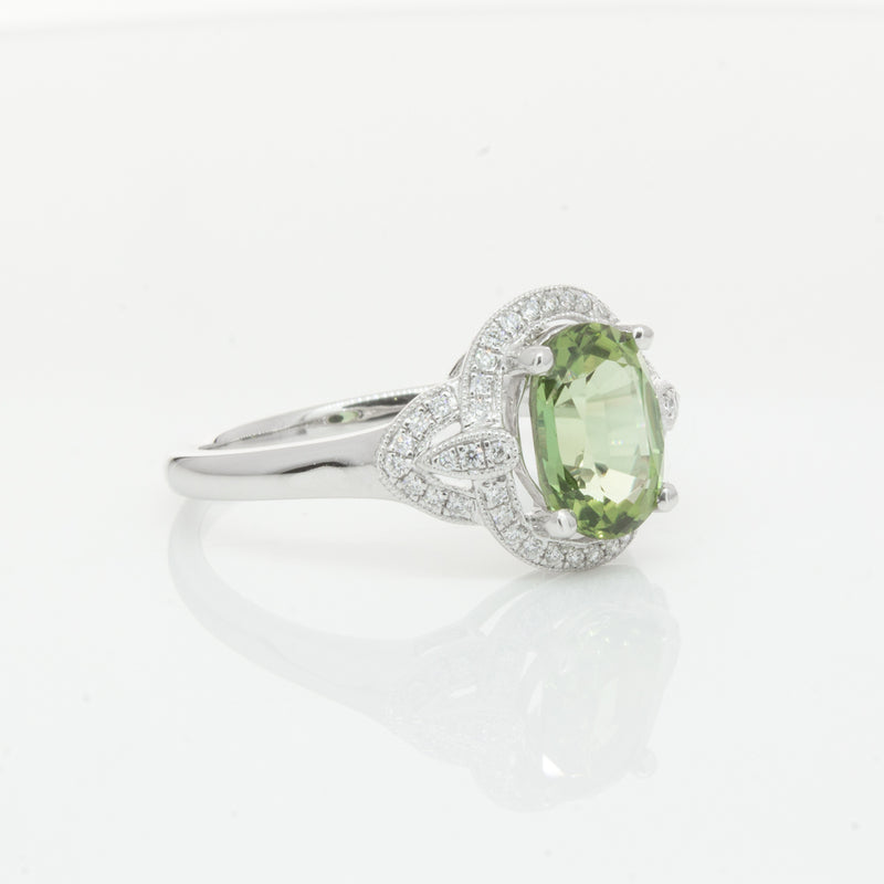 18ct White Gold Tourmaline & Diamond Ring-Ring-Walker & Hall