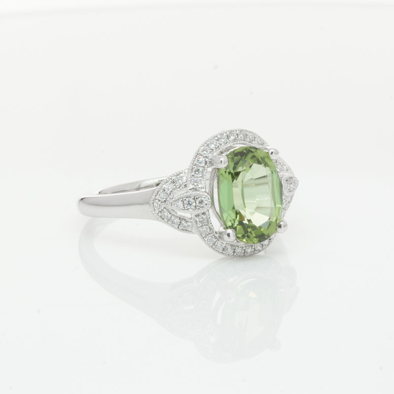 18ct White Gold Tourmaline & Diamond Ring-Ring-Walker & Hall