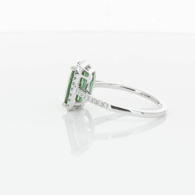 18ct White Gold Green Tourmaline & Diamond Ring-Ring-Walker & Hall
