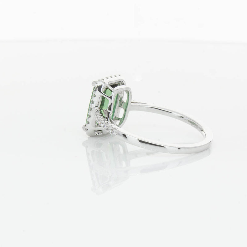18ct White Gold Green Tourmaline & Diamond Ring-Ring-Walker & Hall