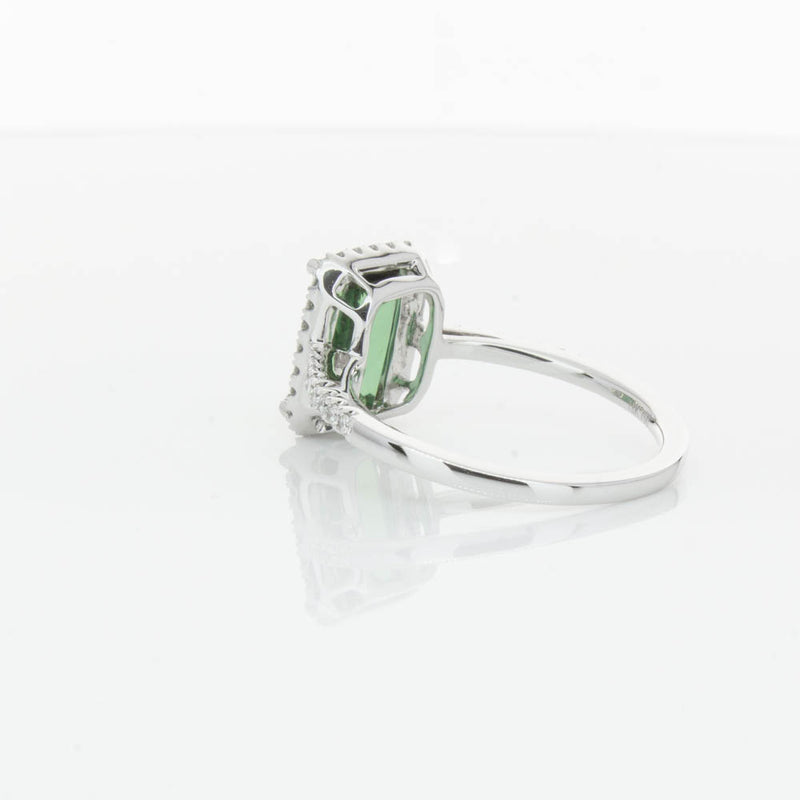 18ct White Gold Green Tourmaline & Diamond Ring-Ring-Walker & Hall
