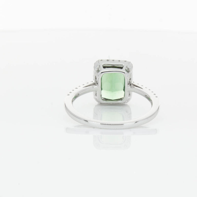 18ct White Gold Green Tourmaline & Diamond Ring-Ring-Walker & Hall