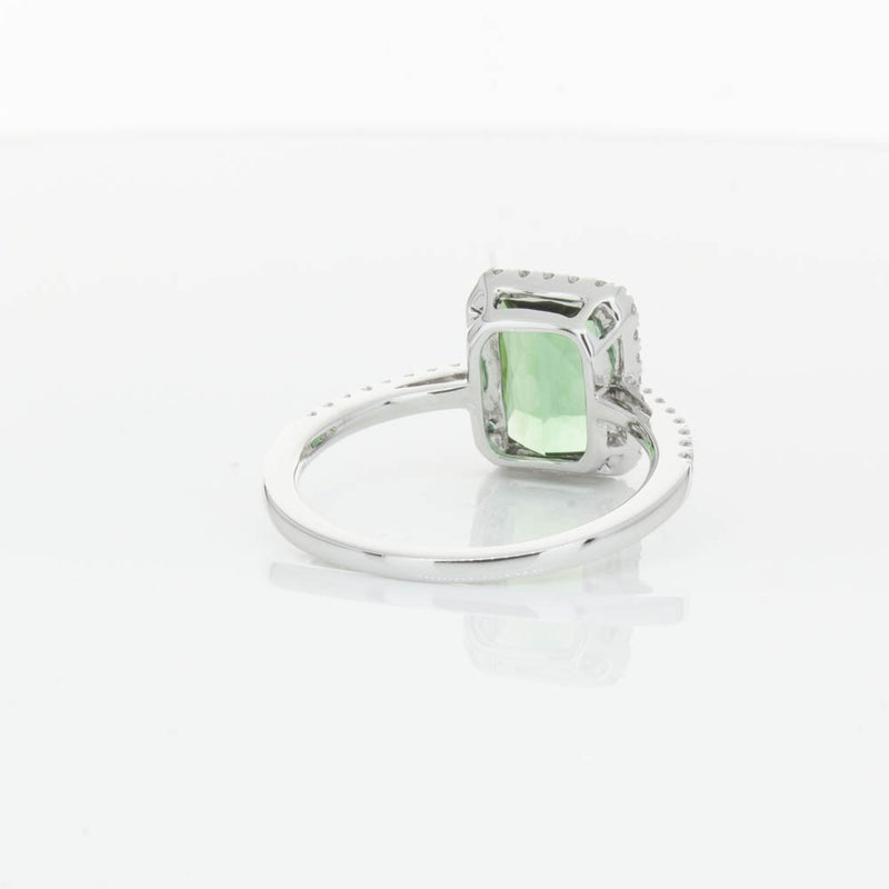 18ct White Gold Green Tourmaline & Diamond Ring-Ring-Walker & Hall