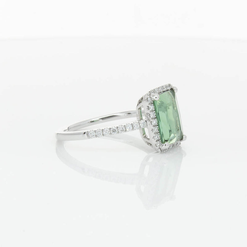 18ct White Gold Green Tourmaline & Diamond Ring-Ring-Walker & Hall