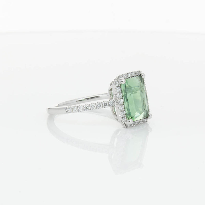 18ct White Gold Green Tourmaline & Diamond Ring-Ring-Walker & Hall