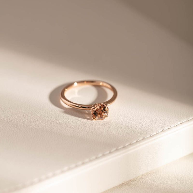 18ct Rose Gold Morganite Mini Octavia Ring-Ring-Walker & Hall