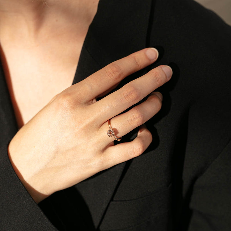 18ct Rose Gold Morganite Mini Octavia Ring-Ring-Walker & Hall