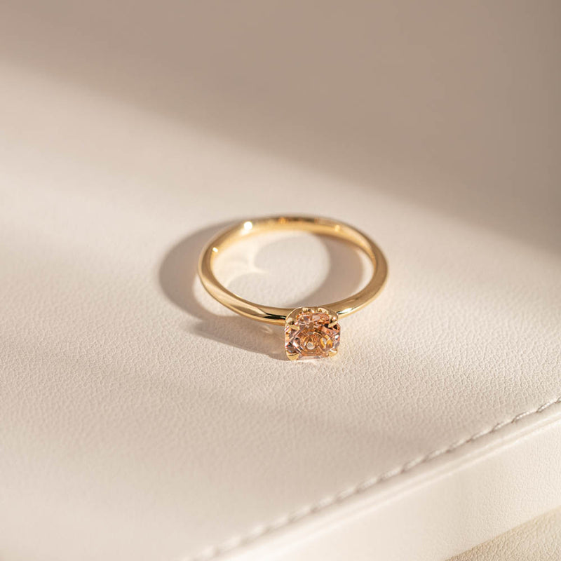 18ct Yellow Gold Morganite Mini Octavia Ring-Ring-Walker & Hall