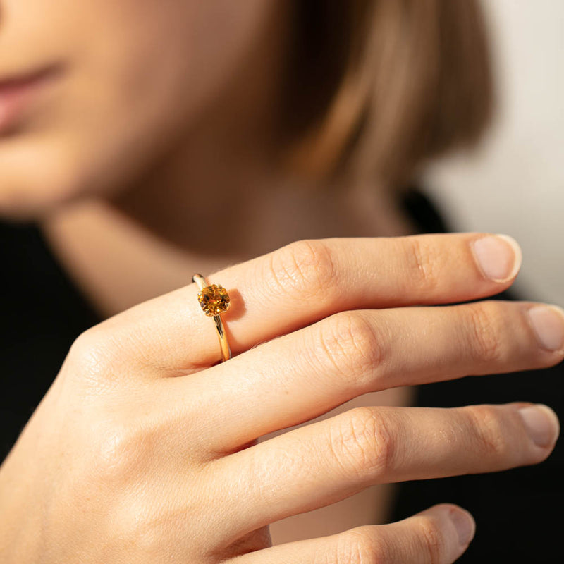 18ct Yellow Gold Citrine Mini Octavia Ring-Ring-Walker & Hall