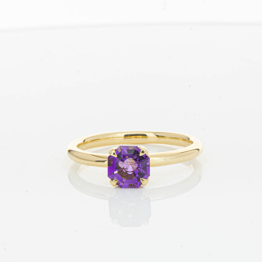 18ct Yellow Gold Amethyst Mini Octavia Ring-Ring-Walker & Hall