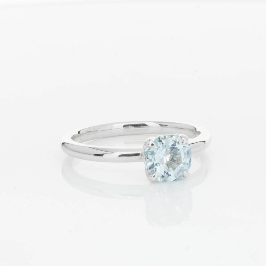 18ct White Gold Aquamarine Mini Octavia Ring-Ring-Walker & Hall