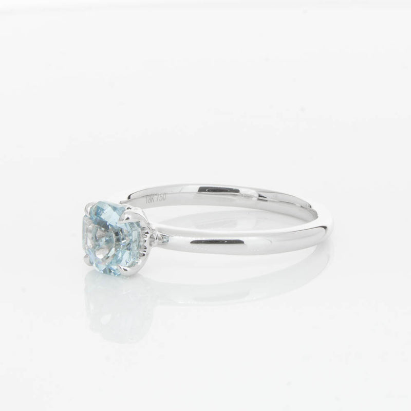 18ct White Gold Aquamarine Mini Octavia Ring-Ring-Walker & Hall