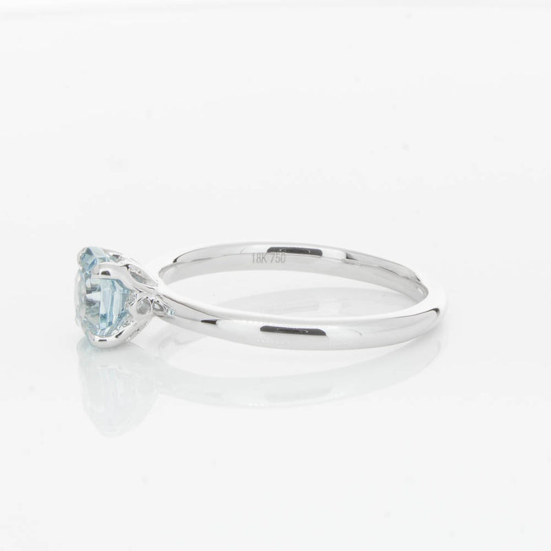 18ct White Gold Aquamarine Mini Octavia Ring-Ring-Walker & Hall
