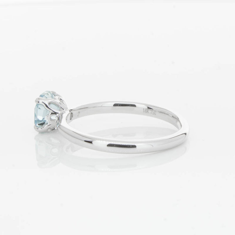 18ct White Gold Aquamarine Mini Octavia Ring-Ring-Walker & Hall