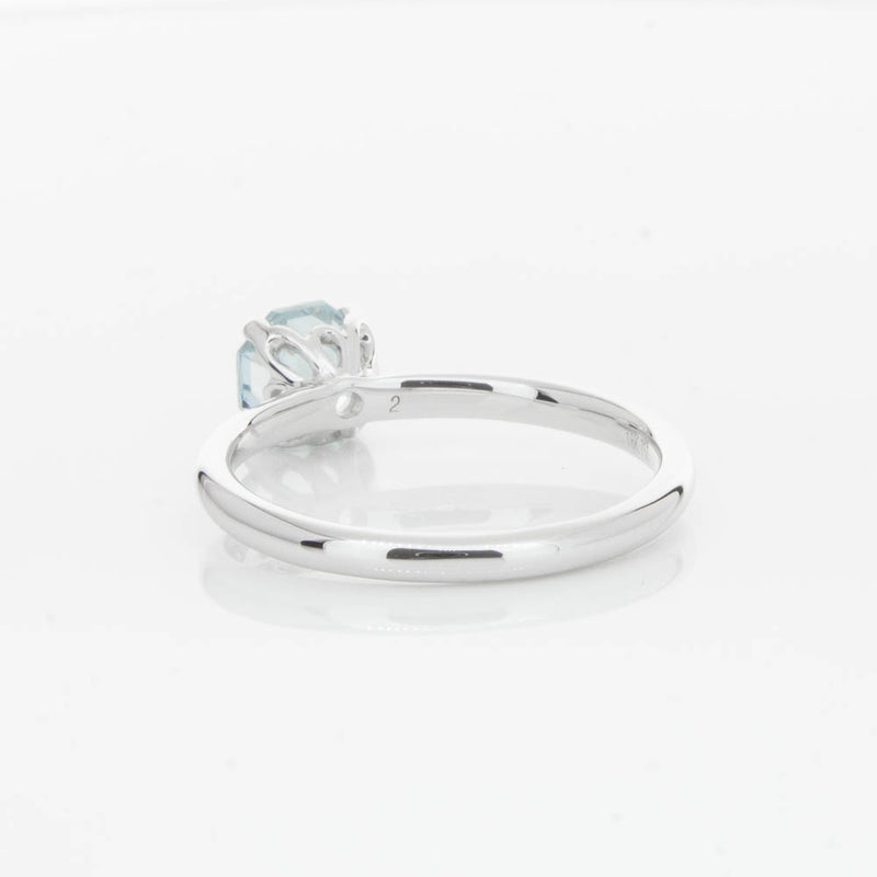 18ct White Gold Aquamarine Mini Octavia Ring-Ring-Walker & Hall
