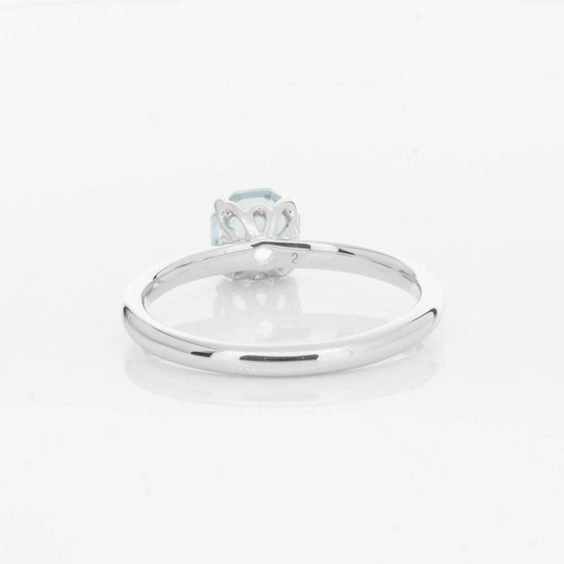 18ct White Gold Aquamarine Mini Octavia Ring-Ring-Walker & Hall